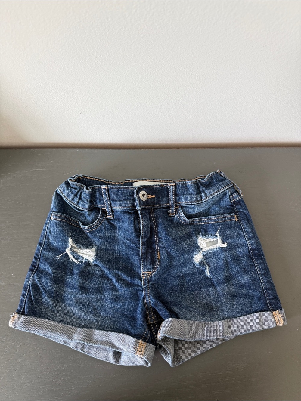abercrombie kids Distressed Rolled Hem Denim Shorts